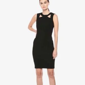 Calvin Klein solid sleeveless sheath black dress with front cut out size 6 NWT